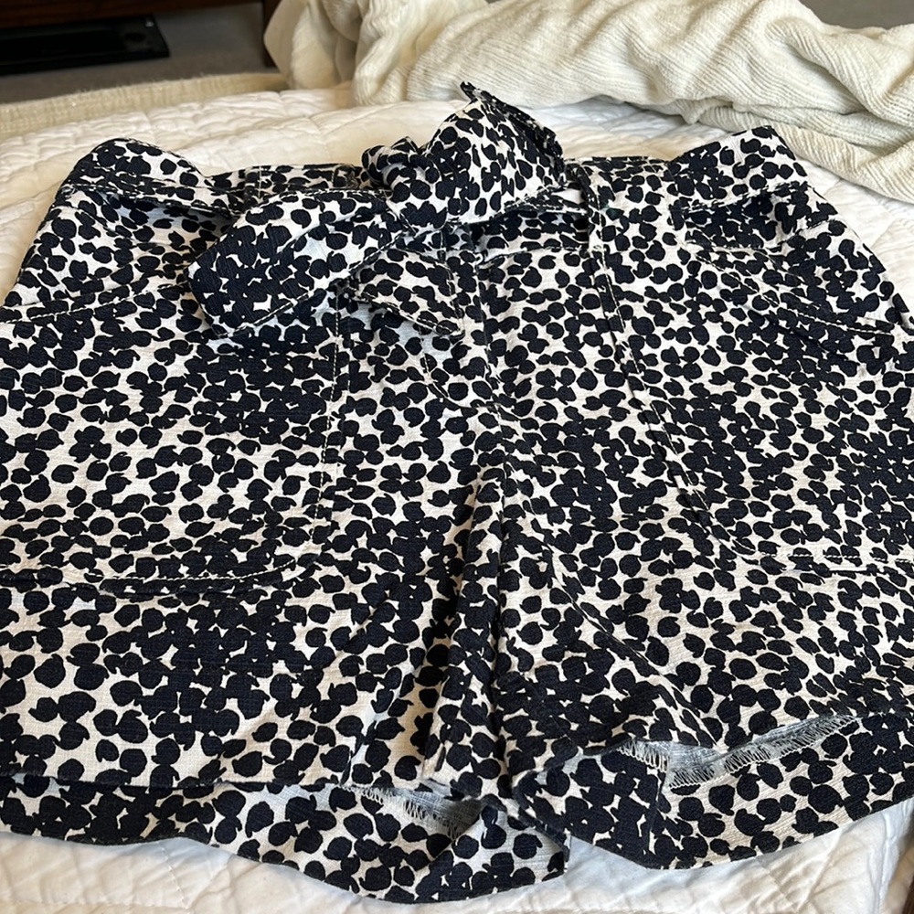Navy and White Loft Tie Waist Shorts